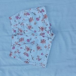 American Eagle Outfitters White Floral High Waist Shorts